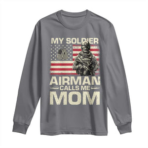 Proud Air Force Mom Long Sleeve Shirt My Soldier Airman Calls Me Mom US Flag TS10 Charcoal Print Your Wear