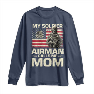 Proud Air Force Mom Long Sleeve Shirt My Soldier Airman Calls Me Mom US Flag TS10 Navy Print Your Wear