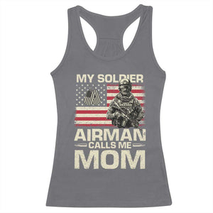 Proud Air Force Mom Racerback Tank Top My Soldier Airman Calls Me Mom US Flag TS10 Charcoal Print Your Wear
