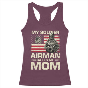 Proud Air Force Mom Racerback Tank Top My Soldier Airman Calls Me Mom US Flag TS10 Maroon Print Your Wear