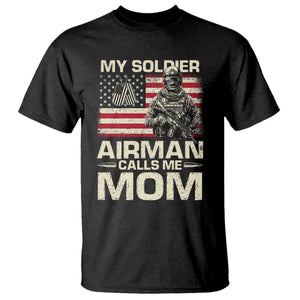 Proud Air Force Mom T Shirt My Soldier Airman Calls Me Mom US Flag TS10 Black Print Your Wear