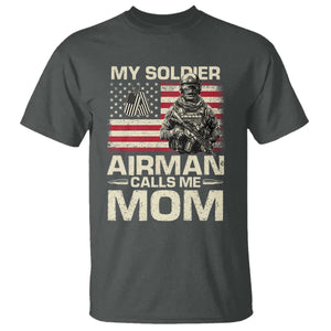 Proud Air Force Mom T Shirt My Soldier Airman Calls Me Mom US Flag TS10 Dark Heather Print Your Wear