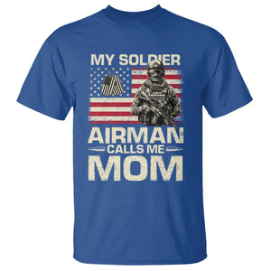 Proud Air Force Mom T Shirt My Soldier Airman Calls Me Mom US Flag TS10 Royal Blue Print Your Wear