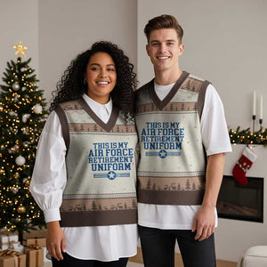 Veteran US Air Force V-Neck Knit Sweater Vest This Is My Retirement Uniform TS10 Mocha Mousse Print Your Wear