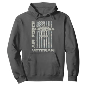 Air Force Veteran Hoodie Vintage Camo USA Flag Veterans TS10 Dark Heather Print Your Wear