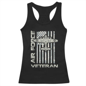 Air Force Veteran Racerback Tank Top Vintage Camo USA Flag Veterans TS10 Black Print Your Wear
