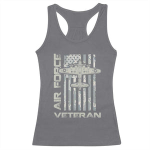 Air Force Veteran Racerback Tank Top Vintage Camo USA Flag Veterans TS10 Charcoal Print Your Wear
