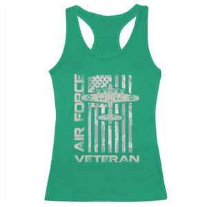 Air Force Veteran Racerback Tank Top Vintage Camo USA Flag Veterans TS10 Irish Green Print Your Wear