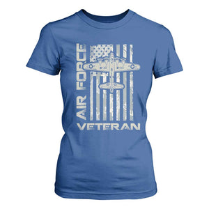 Air Force Veteran T Shirt For Women Vintage Camo USA Flag Veterans TS10 Royal Blue Print Your Wear