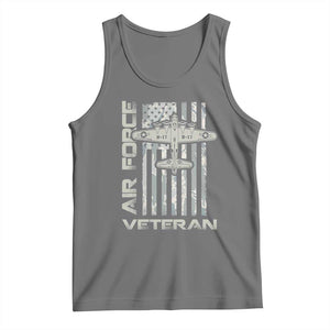 Air Force Veteran Tank Top Vintage Camo USA Flag Veterans TS10 Black Heather Print Your Wear