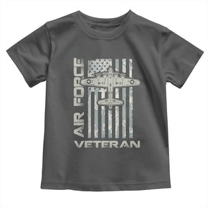 Air Force Veteran Toddler T Shirt Vintage Camo USA Flag Veterans TS10 Dark Heather Print Your Wear