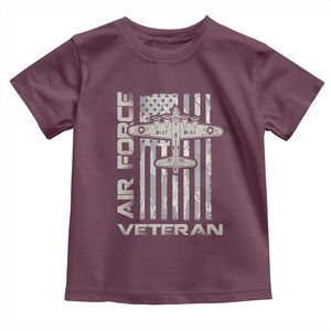 Air Force Veteran Toddler T Shirt Vintage Camo USA Flag Veterans TS10 Maroon Print Your Wear