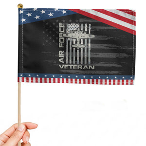 Air Force Veteran Patriotic Handheld Flag Vintage Camo USA Flag Veterans TS10 Distressed 8.2" × 5.5" Black Blue Print Your Wear