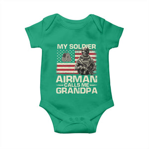 Proud Air Force Grandpa Baby Onesie My Soldier Airman Calls Me Grandpa US Flag TS10 Irish Green Print Your Wear