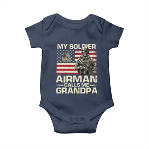 Proud Air Force Grandpa Baby Onesie My Soldier Airman Calls Me Grandpa US Flag TS10 Navy Print Your Wear