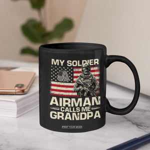 Proud Air Force Grandpa Coffee Mug My Soldier Airman Calls Me Grandpa US Flag TS10 Print Your Wear