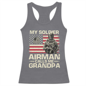 Proud Air Force Grandpa Racerback Tank Top My Soldier Airman Calls Me Grandpa US Flag TS10 Charcoal Print Your Wear