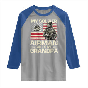 Proud Air Force Grandpa Raglan Shirt My Soldier Airman Calls Me Grandpa US Flag TS10 Sport Gray Royal Print Your Wear