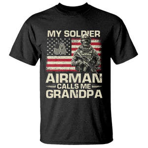Proud Air Force Grandpa T Shirt My Soldier Airman Calls Me Grandpa US Flag TS10 Black Print Your Wear
