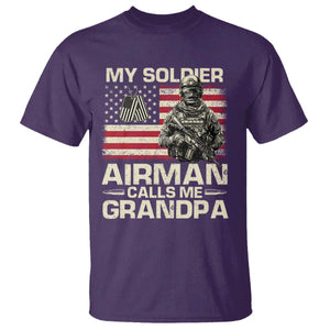 Proud Air Force Grandpa T Shirt My Soldier Airman Calls Me Grandpa US Flag TS10 Purple Print Your Wear