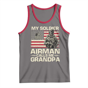 Proud Air Force Grandpa Tank Top My Soldier Airman Calls Me Grandpa US Flag TS10 Deep Heather Red Print Your Wear