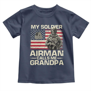 Proud Air Force Grandpa Toddler T Shirt My Soldier Airman Calls Me Grandpa US Flag TS10 Navy Print Your Wear