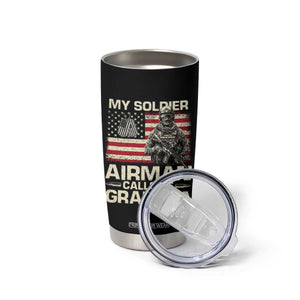 Proud Air Force Grandpa Tumbler Cup My Soldier Airman Calls Me Grandpa US Flag TS10 Print Your Wear