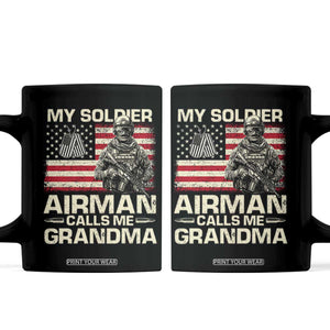 Proud Air Force Grandma Coffee Mug My Soldier Airman Calls Me Grandma US Flag TS10 Black Print Your Wear