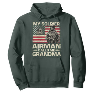 Proud Air Force Grandma Hoodie My Soldier Airman Calls Me Grandma US Flag TS10 Dark Forest Green Print Your Wear