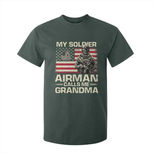 Proud Air Force Grandma T Shirt For Kid My Soldier Airman Calls Me Grandma US Flag TS10 Dark Forest Green Print Your Wear