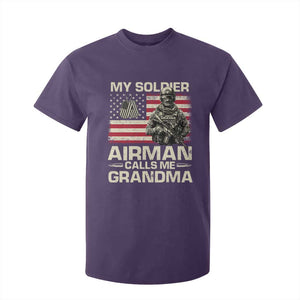Proud Air Force Grandma T Shirt For Kid My Soldier Airman Calls Me Grandma US Flag TS10 Purple Print Your Wear