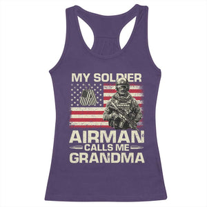 Proud Air Force Grandma Racerback Tank Top My Soldier Airman Calls Me Grandma US Flag TS10 Purple Print Your Wear