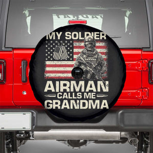 Proud Air Force Grandma Spare Tire Cover My Soldier Airman Calls Me Grandma US Flag TS10 Black Print Your Wear