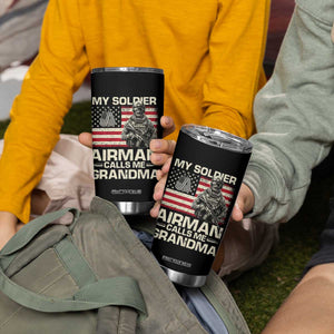 Proud Air Force Grandma Tumbler Cup My Soldier Airman Calls Me Grandma US Flag TS10 Print Your Wear