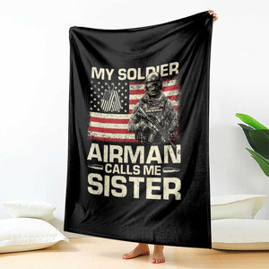 Proud Air Force Sister Throw Blanket My Soldier Airman Calls Me Sister US Flag TS10 Print Your Wear