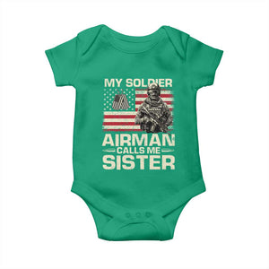 Proud Air Force Sister Baby Onesie My Soldier Airman Calls Me Sister US Flag TS10 Irish Green Print Your Wear