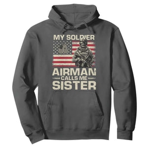 Proud Air Force Sister Hoodie My Soldier Airman Calls Me Sister US Flag TS10 Dark Heather Print Your Wear