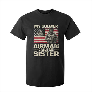 Proud Air Force Sister T Shirt For Kid My Soldier Airman Calls Me Sister US Flag TS10 Black Print Your Wear