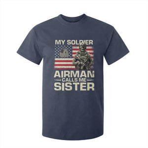 Proud Air Force Sister T Shirt For Kid My Soldier Airman Calls Me Sister US Flag TS10 Navy Print Your Wear