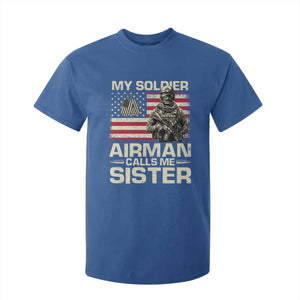 Proud Air Force Sister T Shirt For Kid My Soldier Airman Calls Me Sister US Flag TS10 Royal Blue Print Your Wear