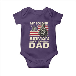 Proud Air Force Dad Baby Onesie My Soldier Airman Calls Me Dad US Flag TS10 Purple Print Your Wear