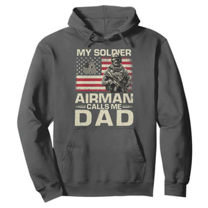 Proud Air Force Dad Hoodie My Soldier Airman Calls Me Dad US Flag TS10 Dark Heather Print Your Wear