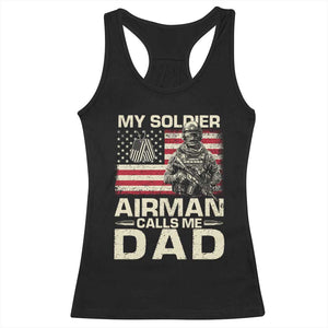 Proud Air Force Dad Racerback Tank Top My Soldier Airman Calls Me Dad US Flag TS10 Black Print Your Wear
