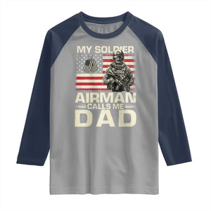 Proud Air Force Dad Raglan Shirt My Soldier Airman Calls Me Dad US Flag TS10 Sport Gray Navy Print Your Wear