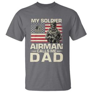 Proud Air Force Dad T Shirt My Soldier Airman Calls Me Dad US Flag TS10 Charcoal Print Your Wear