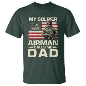 Proud Air Force Dad T Shirt My Soldier Airman Calls Me Dad US Flag TS10 Dark Forest Green Print Your Wear