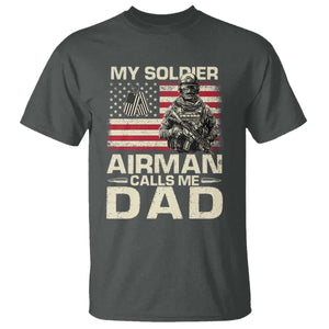 Proud Air Force Dad T Shirt My Soldier Airman Calls Me Dad US Flag TS10 Dark Heather Print Your Wear