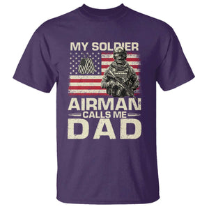Proud Air Force Dad T Shirt My Soldier Airman Calls Me Dad US Flag TS10 Purple Print Your Wear