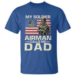 Proud Air Force Dad T Shirt My Soldier Airman Calls Me Dad US Flag TS10 Royal Blue Print Your Wear