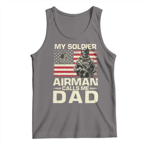 Proud Air Force Dad Tank Top My Soldier Airman Calls Me Dad US Flag TS10 Deep Heather Print Your Wear